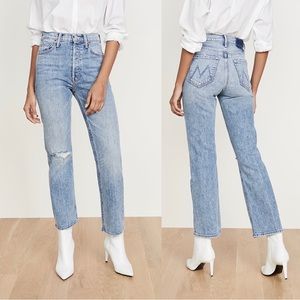 MOTHER Superior The Tripper Jeans High Rise Straight Leg Distressed Size 26